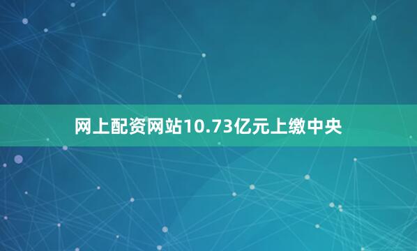 网上配资网站10.73亿元上缴中央